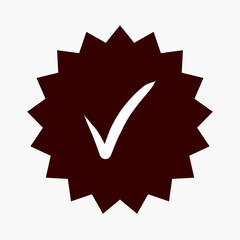 Dark Brown Starburst Badge with White Checkmark for Approval or Completion
