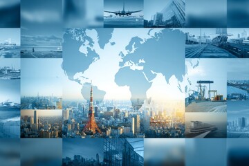 Fototapeta premium Concept of global international trade and commerce and interconnected businesses global corporations