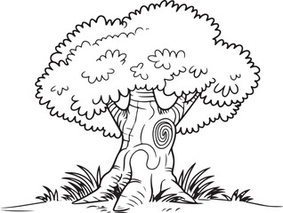 Tree vector Hand Drawn Black and White Design