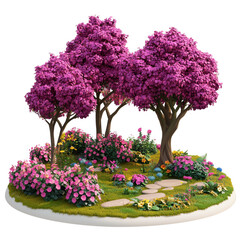 Redbud tree in full bloom isolated on a white background, real photo,  on transparent png background. Ai generated