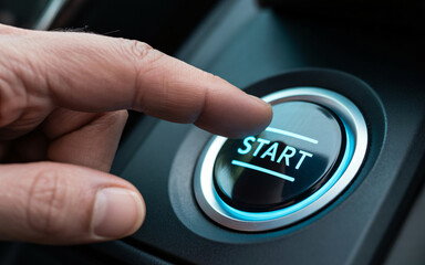Start Button Finger Press | Power On, Ignition, Launch, Beginning, Initiative, Activation