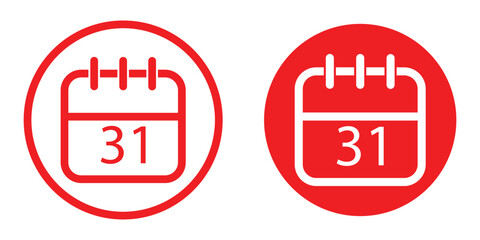 The calendar icon turns the page from December 31st to the New Year's January 1st. Calendar displaying day 31 (thirty-first) of the december - Day 31 of the month. illustration. eps 10