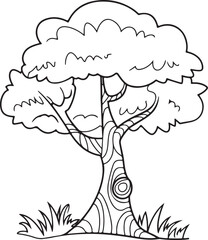 Tree vector Hand Drawn Black and White Design