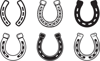Horseshoe Collection Vector Black and White