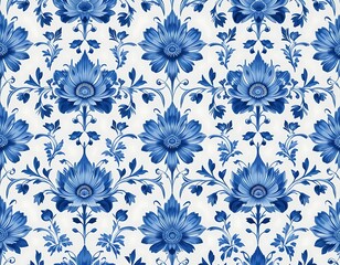 Elegant Blue Floral Seamless Patterns for Fabric, Wallpaper, and Digital Design