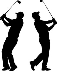 Obraz premium Golf Swing Silhouettes , sports, vector, illustration, bundle