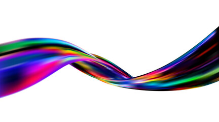 Abstract  holographic wave.Flow iridescent fluid.Dynamic spectrum ribbon.