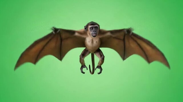 Flying Monkey Against Green Screen