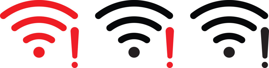 Set of no Wifi and wireless problem icon, Wireless icons, no wifi icons, wifi internet no access error, wireless internet connection vector illustration,
