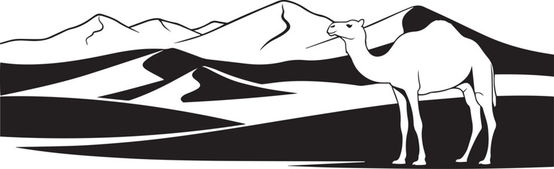 Fototapeta premium vector illustration of Desert with camel