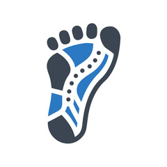 Footprint illustration with blue details in modern design style  