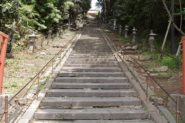 Fototapeta premium stone stairs in a shinto temple (shrine) in shiogama in japan 