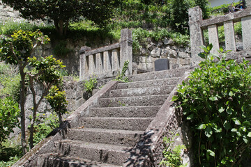 stone steps in a religious complex in yamadera in japan 