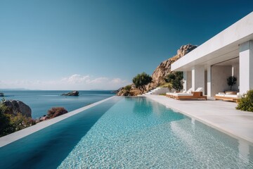 Fototapeta premium Luxurious Infinity Pool Overlooking the Ocean.