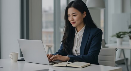 businesswoman working on laptop