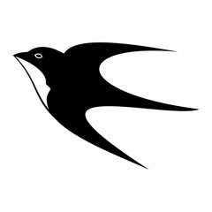Elegant Flying Swallow Vector Icon Black and White