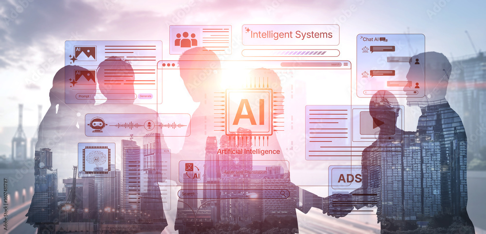 Poster ai assistant brain processor with llm technology, big data, machine learning, generative ai for busi