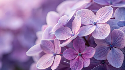 Hydrangea Bloom: A close-up of a delicate Hydrangea blossom. The petals in vibrant purple hues, creating a serene and visually stunning display.