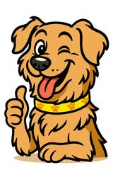 Logo style Golden Retriever Dog Vector file. Smiled happy dog vector, thumbs up