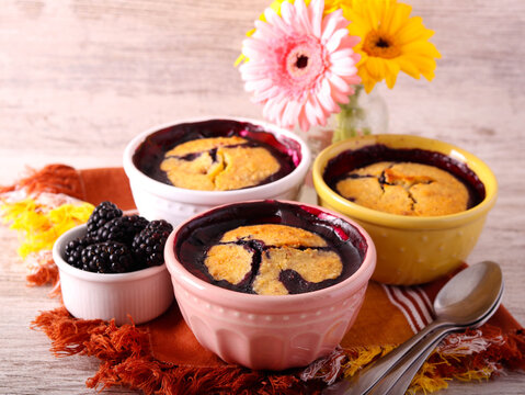 Blackberry pudding,  in ramekins