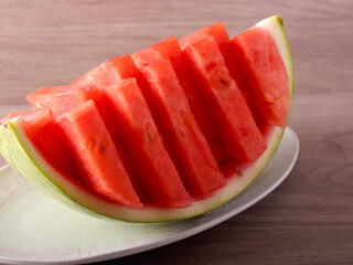 Watermelon quarter slice, cut