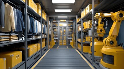 Fototapeta premium Futuristic clothing storage with robot arm