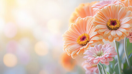 Bright orange and pink flowers bloom beautifully, creating vibrant and cheerful . delicate petals and intricate details of blossoms add touch of elegance to any setting