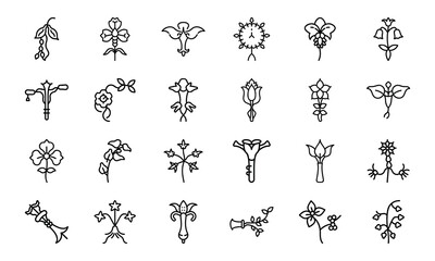 Feminine Botanical Line Art Icons Bundle 24 Minimal Uterus, Flower, and Herbal Vector Icons for Women’s Wellness, Self-Care, Spiritual Design, and Feminist Projects