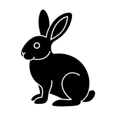 Black Silhouette of a Sitting Rabbit