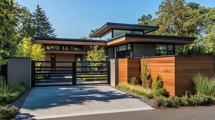 modern fence near the modern house