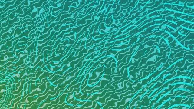 On start turquoise lines looping then stretching diagonal pulsing waves on transparent background