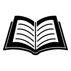 Open Book Icon, Black and White Book Illustration
