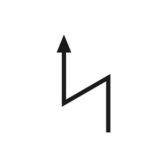 Zigzag upward arrow. Vector illustration. A curved arrow with sharp angles points up.