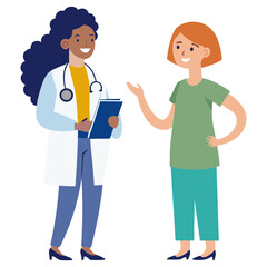 Doctor and patient discussing health information