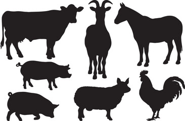firm animals silhouette collection icon design vector illustration