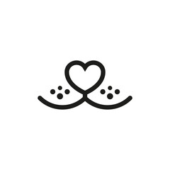 Pet face with smile. Pet nose and whiskers with heart. Simple minimal vector drawing.