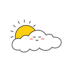 vector illustration of a cloud and sun