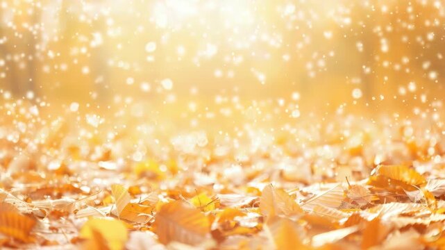 Golden Hues of Autumn: A warm and inviting tableau of fallen leaves in varying shades of gold and amber, evokes a sense of tranquility.