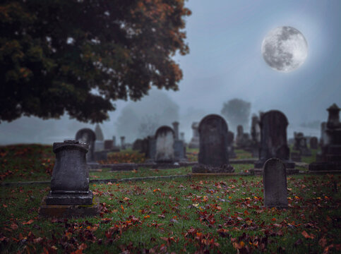 cemetery at night