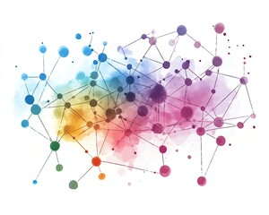 Abstract network design with watercolor effects