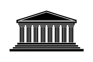 Obraz premium Classic greek temple building architecture silhouette vector illustration