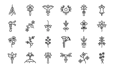 Feminine Botanical Line Art Icons Bundle 24 Minimal Uterus, Flower, and Herbal Vector Icons for Women&rsquo;s Wellness, Self-Care, Spiritual Design, and Feminist Projects