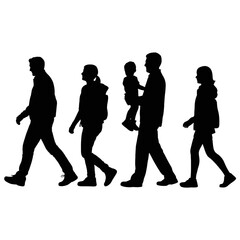Obraz premium Silhouette of family walking together side