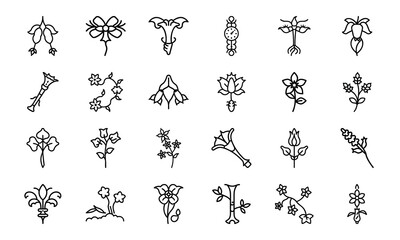 Feminine Botanical Line Art Icons Bundle 24 Minimal Uterus, Flower, and Herbal Vector Icons for Women’s Wellness, Self-Care, Spiritual Design, and Feminist Projects