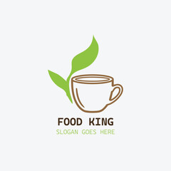 Simple and clean logo design featuring a coffee cup with green leaves