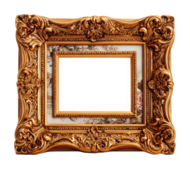 Elegant gold frame displaying fine gallery decorative classic elegance isolated on transparent background