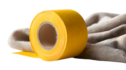 roll of yellow tape isolated on white background 