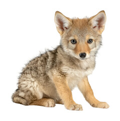 Fototapeta premium Cunning coyote pup wildlife sanctuary animal isolated on transparent background