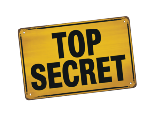 Yellow Top Secret Warning Sign Isolated
