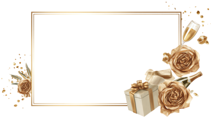 Gold rectangle frame with elegant corner icons